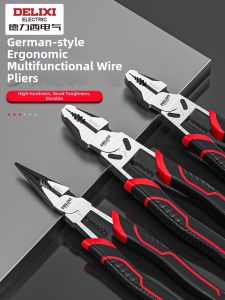 Delixi Electric Multifunctional Pliers Wire Cutter Wire Stripping Tool Sharp Nose Angle Mouth Crimping Tool for Electricians