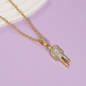 Hot Geometry Zircon Crooked Head Pendant Necklace Classic Trendy Versatile Personalized Hip Hop Punk Jewelry Gift Wholesale
