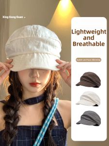 XINGGONGGUAN | Vintage Face-Slimming Newsboy Hat for Large Heads