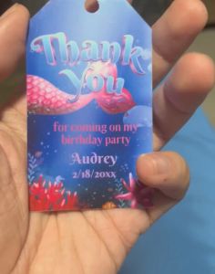 Under the Sea Birthday Souvenir Tag - Mermaid Dedication Card - Oneder the Sea - Personalized - Customized
