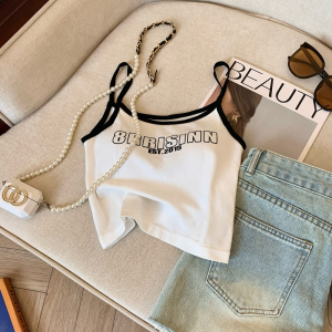 Áo Ba Lỗ Không Tay Phong Cách Đường Phố Cổ Điển Hàn Quốc Dành Cho Nữ Có Đệm Ngực Áo Vest Gợi Cảm Kiểu Mỹ Mùa Xuân Hè Thiết Kế Không Tay Áo