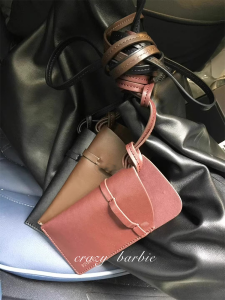 New Breath Leather Neck Strap Sunglasses Case Portable Hanging Bag Korean Style Eyewear Accessories Leather Keychain