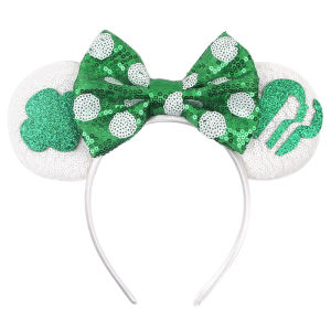 Disney | Disney St Patricks Day Mickey Mouse Ears Headband Kid Sequins 5"Bow Hairband Girls Featival Party Women DIY Hair Accessories