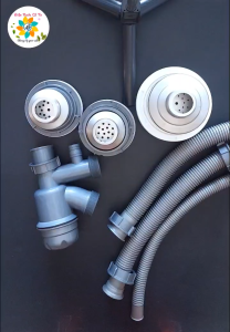 Bộ xả chậu rửa chén đôi 2 hộc phi 110mm phi 140mm bộ xả chén INOX cho chậu đá chậu composite