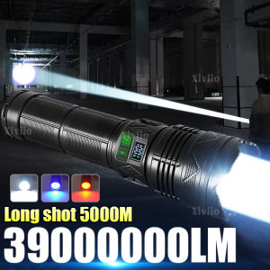 Newest 39000000LM Ultra Powerful Flashlight Telescopic Zoom Flash Lights Type-c Rechargeable LED Torch Outdoor Adventure Camping
