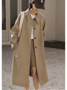 MK Mid-Length Loose Casual British Style Windbreaker Outerwear Elegant Sensation Polyester Viscose Fiber Womens Coat