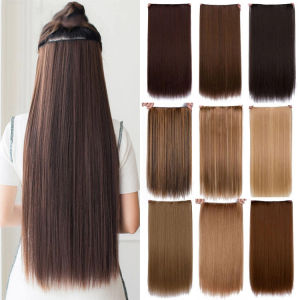 [YAN K] 60cm Long Straight Hairpiece Invisible Natural Clip In One Pieces Hair Extension Hair Wigs for Women