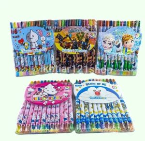 Crayon/krayon putar panjang 12 warna Krayon 12 Besar karakter murah CP-SQ12L