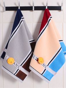 100% Pure Cotton Thickened Face Wash Towel Bath Towel for Men Soft Absorbent Deep Color Home Use Square Striped Design