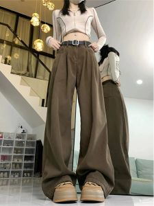 สูง ผู้หญิง ขากว้างแบบขยาย เดนิม กางเกงยีนส์ สูง เอว หลวม พรางหุ่น ความยาวพื้น แฟชั่นย้อนยุค สไตล์สําหรับ ฤดูใบไม้ร่วง ฤดูหนาว