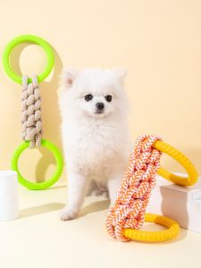 ของเล่นสุนัขเชือกผูกเชือกยางกัดสำหรับสุนัขตัวใหญ่ฝึกความแข็งแรงของร่างกายแบบโต้ตอบเชือกฝ้ายสำหรับสุนัขพันธุ์ใหญ่โกลเด้นรีทรีฟเวอร์ลาบราดอร์