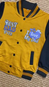 Jaket Varsity Anak Laki-Laki I Love My Dad/Boy Mama - Gaya Modern dengan Kancing Depan - Warna Cerah - Ukuran 2-13 Tahun