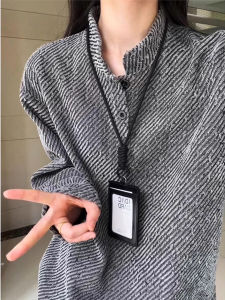 เสื้อยืดแขนยาวคอฮันนี่ลายทางสำหรับผู้ชาย เสื้อเชิ้ตสวมใส่ในฤดูใบไม้ร่วง ทรงหลวม ผ้าฝ้ายผสมโพลีเอสเตอร์ ลำลอง ใส่ได้ทุกวัน