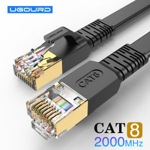 UGOURD Rj45 Cat 8 Ethernet Cable Flat Cat8 Network Cable LAN Internet 40Gbps 2000Mhz For Router Ps4 PC 0.5m - 5m 10m 15m 20m 30m