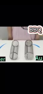 BBQ Basket Stainless Steel Rolling Grilling Basket Wire Mesh Cylinder Grill Basket Portable Round Outdoor Camping Barbecue Rack