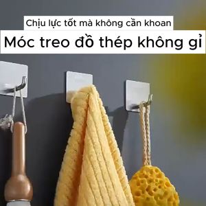 Móc Vòi Voi Treo Tường Chịu Lực Thép Không Gỉ Móc Số 7 Dán Tường Siêu Dính Để Treo Đồ Dùng Đa Năng