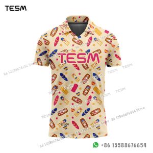 TESM Summer POLO Shirt Men Summer Sports V-neck T-shirt Street Trendy Short Sleeve 3D HD Print T-shirt