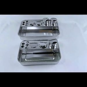 3 Lubang 4 Lubang Instrument Tray Stainless Tray Instrumen Dengan Tempat Instrumen Dan Tromol Steril