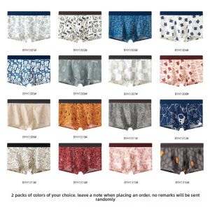 JIAZINI | Mens Cotton Antibacterial Boxer Shorts Comfortable Loose Fit Cartoon Print Underwear Mid Waist Design Youth Suitable