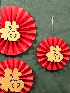 Paper Fans Pearl Blossom FU Imlek Chinese Hias Dekorasi CNY Bunga Kertas Palsu Rumah Pesta Kantor AL01