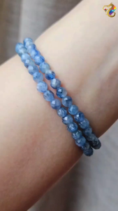 Collection Grade Faceted Petrified Milky Blue Kyanite Bracelet