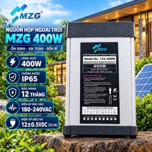 ⁠Nguồn Hộp Ngoài Trời 12V 400W 33.3A MZG - Nguồn Chống Nước Dùng Cho Đèn LED Biển Quảng Cáo LED Dây Ngoài Trời⁠