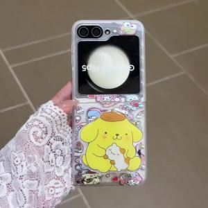 Sanrio | Ốp Điện Thoại Từ Tính Cinnamoroll Hoạt Hình Dễ Thương Sanrio Dành Cho Samsung Z Flip 7/6/5/4 Chống Sốc Kèm Dây Đeo