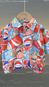 TOP clothing เสื้อเชิ้ตเด็กแขนสั้น  เสื้อเชิ้ตเด็กโตผู้ชาย เด็กผู้หญิง สไตล์เกาหลี ลายพิมพ์น่ารัก ใส่สบาย  เสื้ออย่างเดี่ยว！！