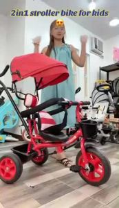 Very Affordable 2 In 1 stroller with Three wheeled Baby Stroller kids bicycle Stroller Bike bike trolley kids with belt sunshade baskets pedals with Push Handle