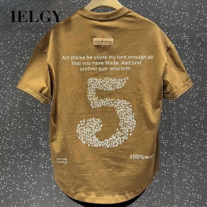 IELGY เสื้อยืดลายแฟชั่นของผู้ชายใหม่ซัมเมอร์เสื้อสุดหล่อพอดีตัว