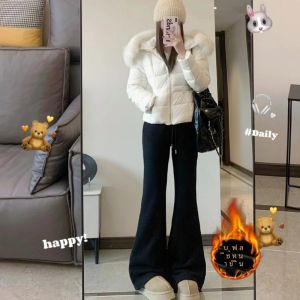 กางเกงโยคะทรงหลวมเอวสูง ทรงขาบาน ผ้ากำมะหยี่ผสมโพลีเอสเตอร์ ทรงยาวคลุมเข่า สำหรับผู้หญิง กางเกงขายาวทรงหลวม