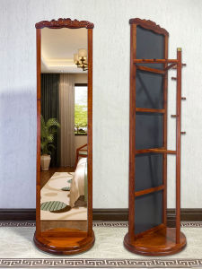 Lush age | High Definition Full Body Mirror with Hat Rack Redwood Teak Solid Wood