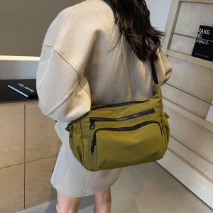 Baiyutu Canvas Crossbody Bag Womens Summer Large Capacity Versatile Single Shoulder Small Square Bag Casual Style Commute