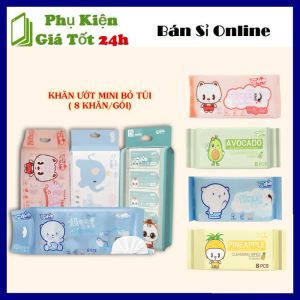 Khăn Giấy Ướt Mini Dễ Thương Bỏ Túi Chính Hãng Nội Địa Trung 8 Gói/Túi - SET 8 Gói Khăn Ướt Mini Siêu Đang Yêu