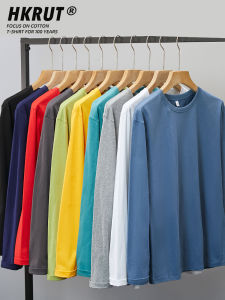 HKRUT | Heavy Cotton White Long Sleeve T-Shirt Spring Loose Undershirt