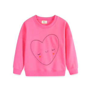 Jumping Meters 2-7T Childrens Long Sleeve Girls Sweatshirts Heart Applique Baby Hooded Sport Shirts Autumn Spring Clothes