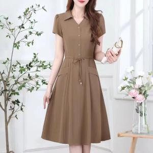PM✿ Plus Size Fashion Short Sleeve Dress Women Korean Style Foraml V Neck Dress New Style 2024
