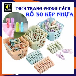 SET 30 Kẹp Đơn Treo Quần Áo Mũ Nón Tất Vớ Bằng Nhựa PVC Chắc Chắn Tiện Ích Đa Năng - Rổ 30 Cái Móc Kẹp Treo Quần Áo Nhựa Cao Cấp