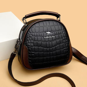 Soft Leather Diagonal Bag for Women Handbag Shoulder Bag Crossbody Bag round Shape Multi-layer Pouch Casual Fashion 2024 New