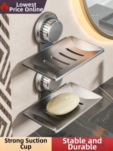 Suction Wall Mounted Soap Holder No Drilling Easy Drainage