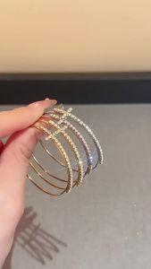 Sparkly Exquisite Rhinestones Hoop Earrings for Women Large Hollow Out Round Ear Buckles High-end Geometric Huggie Earrings