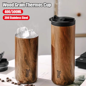 จัดส่งภายใน 2 วัน แบบลายไม้แก้วเก็บความร้อนถ้วยกาแฟการเดินทางฉนวนสุญญากาศ304สแตนเลสเก็บความร้อนขวดแก้วน้ำเก็บร้อน/เย็น