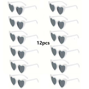 12 Pair Heart Shaped Sunglasses for Women Color Heart Glasses Halloween Party Favor Christmas Decorations