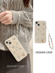 Qiguan Hollow out Kola Wristband Phone Case for  14/13Promax Hard Shell 12 Handheld 11 Chain Lanyard Cute Cartoon Yellow New Model Anti-Fall