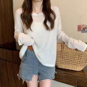 Lake Blue Long-sleeve Thin T-shirt