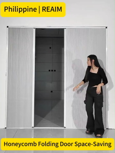 SUM Honeycomb folding door Sliding door Aluminum alloy Punch-free bathroom door partition balcony Invisible door Easy install Wardrobe door Space-saving sliding