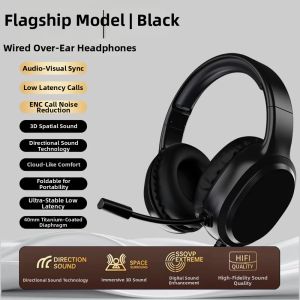 Lenovo | Wired Over-Ear Headphones HD Audio Quality Dual 3.5mm Jack Microphone