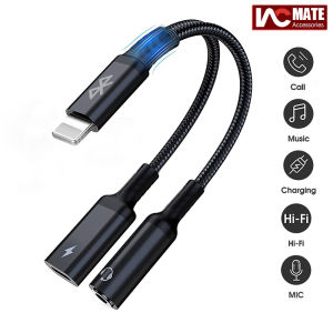 Headphone Adapter for i-Phone/i-Pad/i-Pod，2in1 Audio Adapter Charging CableAux Headset 3.5mm To Earphone Splitter