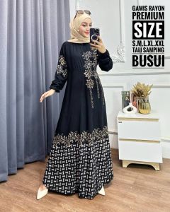 Gamis Terbaru twill rayon premium pekalongan gamis twil batik cap super abstrak - Home Dress Homey Kolase