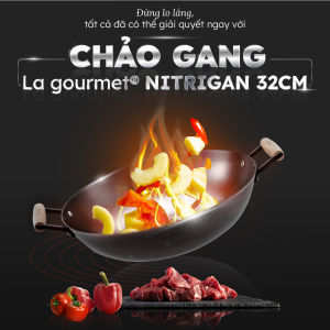 Chảo gang đúc nguyên khối 34cm chống dính tự nhiên chiên giòn thức ăn sử dụng bếp từ an toàn sức khỏe siêu bền không phủ lớp chống dính chứng nhận an toàn thực phẩm FDA chính hãng THƯƠNG HIỆU MỸ và SINGAPORE đoạt giải thưởng người tiêu dùng367600